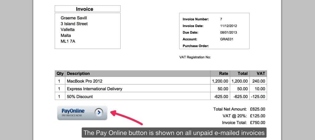 Get paid faster, add a Pay Online Button to invoices