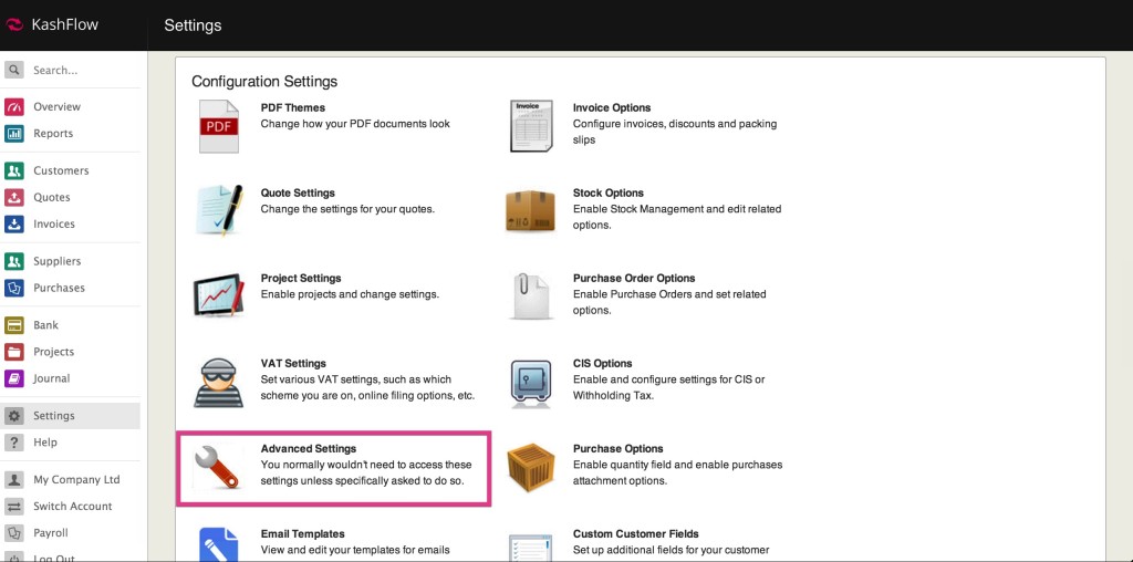 Advanced Settings - Knowledge Base - IRIS KashFlow
