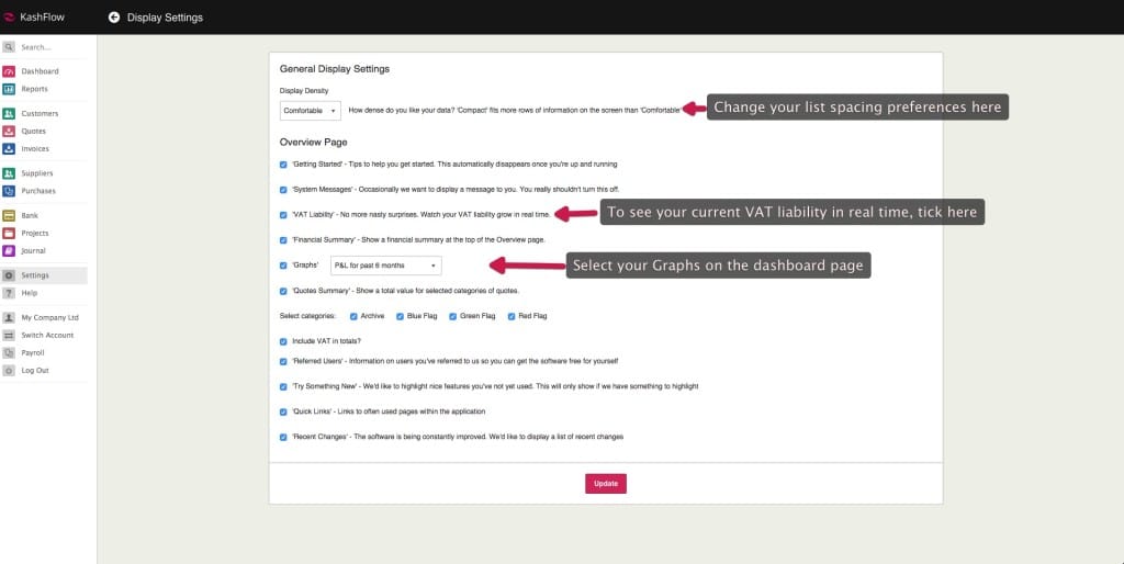 Display Settings - Knowledge Base - IRIS KashFlow