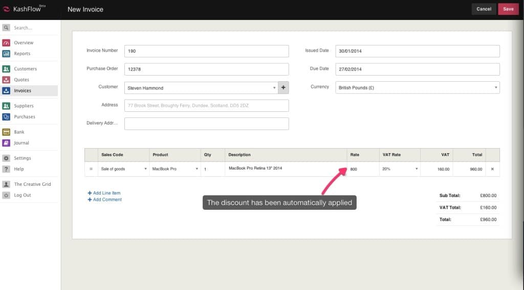 Discounts for Customers - Knowledge Base - IRIS KashFlow