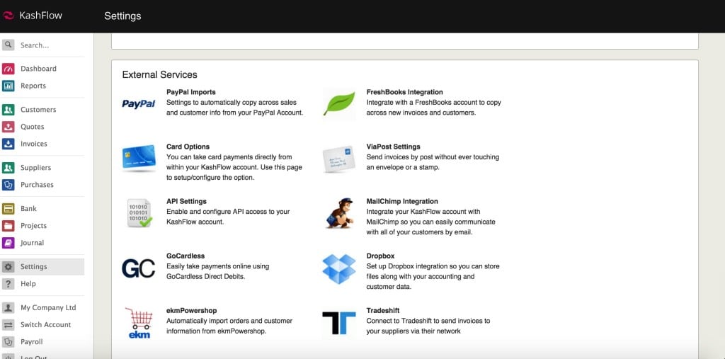 Integrating with KashFlow & Test Accounts - Knowledge Base - IRIS KashFlow