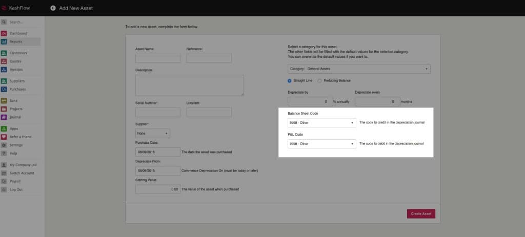Asset Register - Knowledge Base - IRIS KashFlow